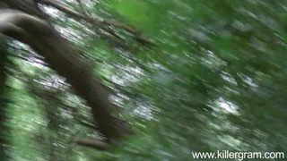 Придорожная ночная бабочка делает минет клиенту в лесу