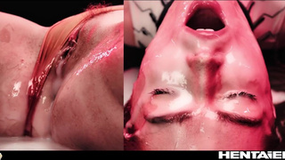 Русский хентай в реале — щупальце оплодотворило её и вышло через ротик